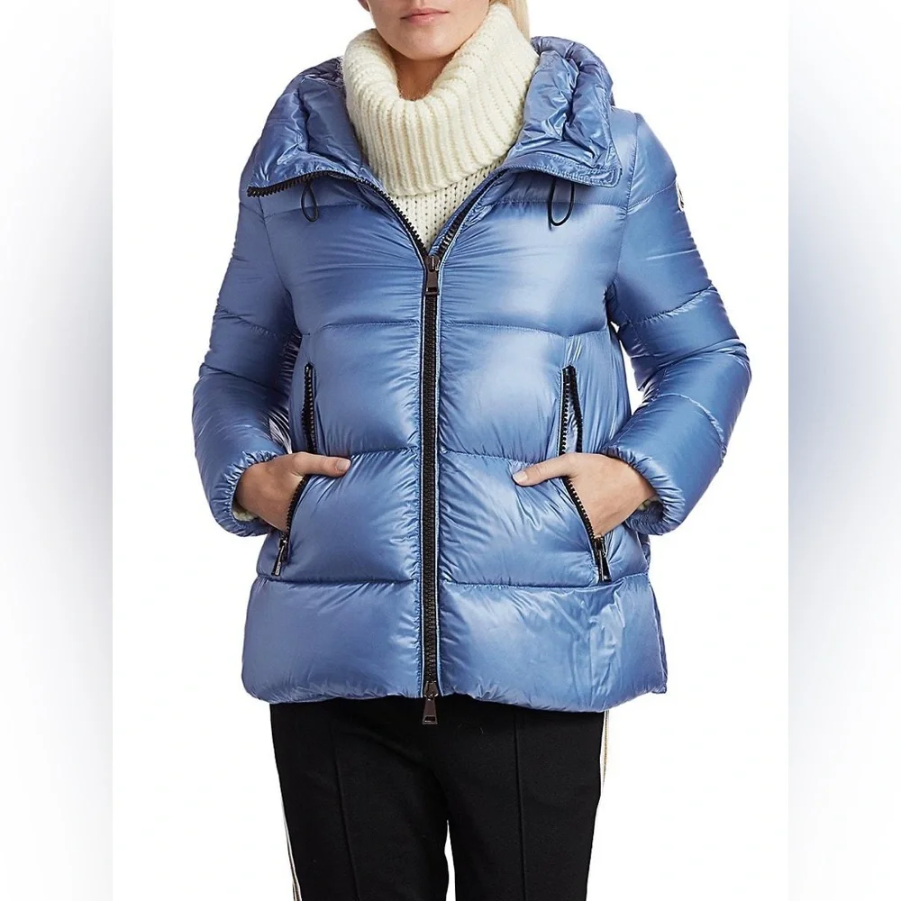 Moncler Serrite blue puffer jacket coat hooded outerwear AUTHENTIC ⭐️siz3/large - Picture 5 of 17